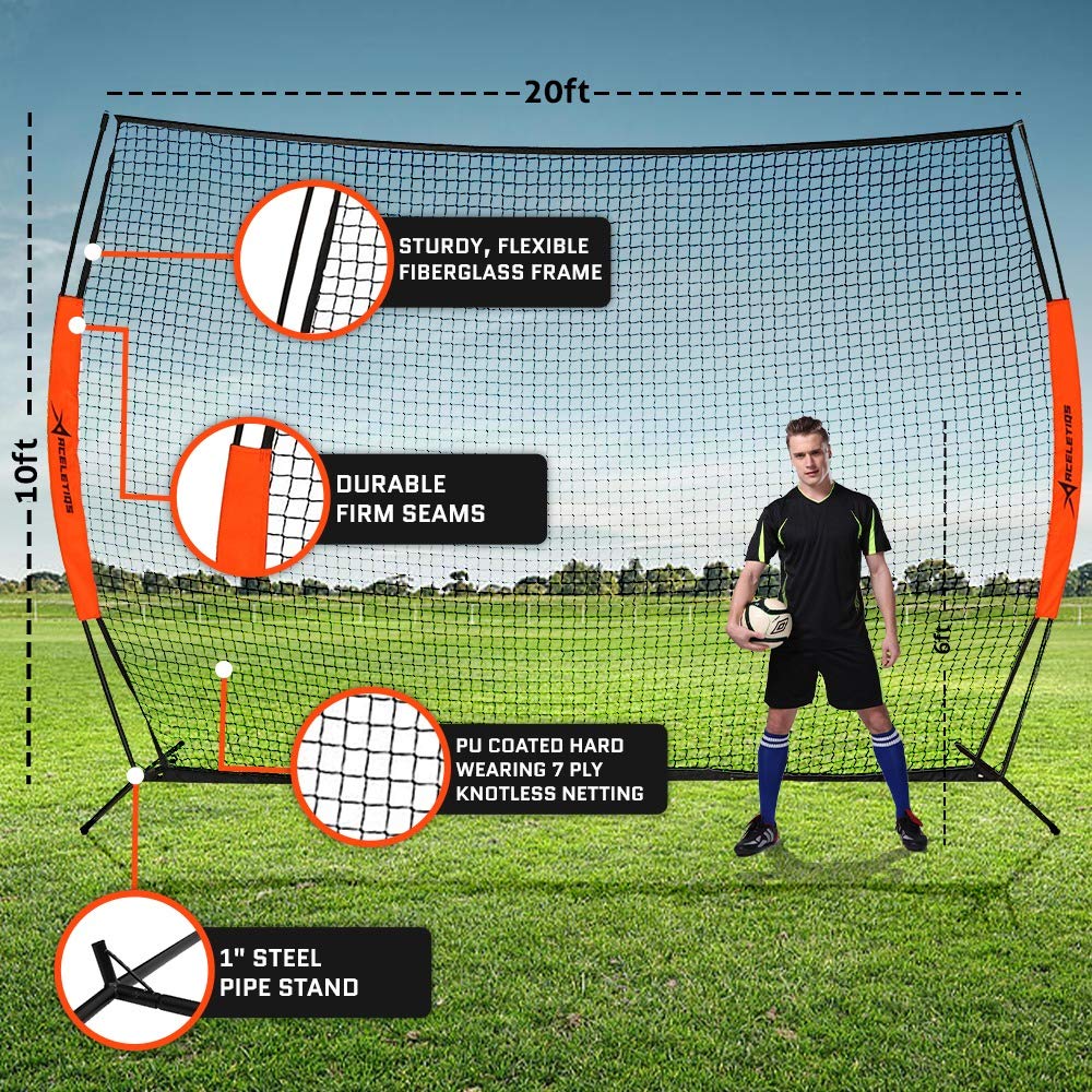 Lacrosse Backstop 12 x 9 Feet Lacrosse Net, Baseball Softball Practice, Perfect Training Net, Soccer Net, Basketball Net, Baseball Net, Pitching Net, Softball Net W/Bag 12x9 Feet 10 x 20 ft U1