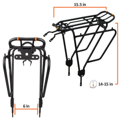 Ibera Bike Rack - Bicycle Touring Carrier Plus+ for Non-Disc Brake Mount, Frame-Mounted for Heavier Top & Side Loads, Height Adjustable for 26"-29" Frames Black  U1