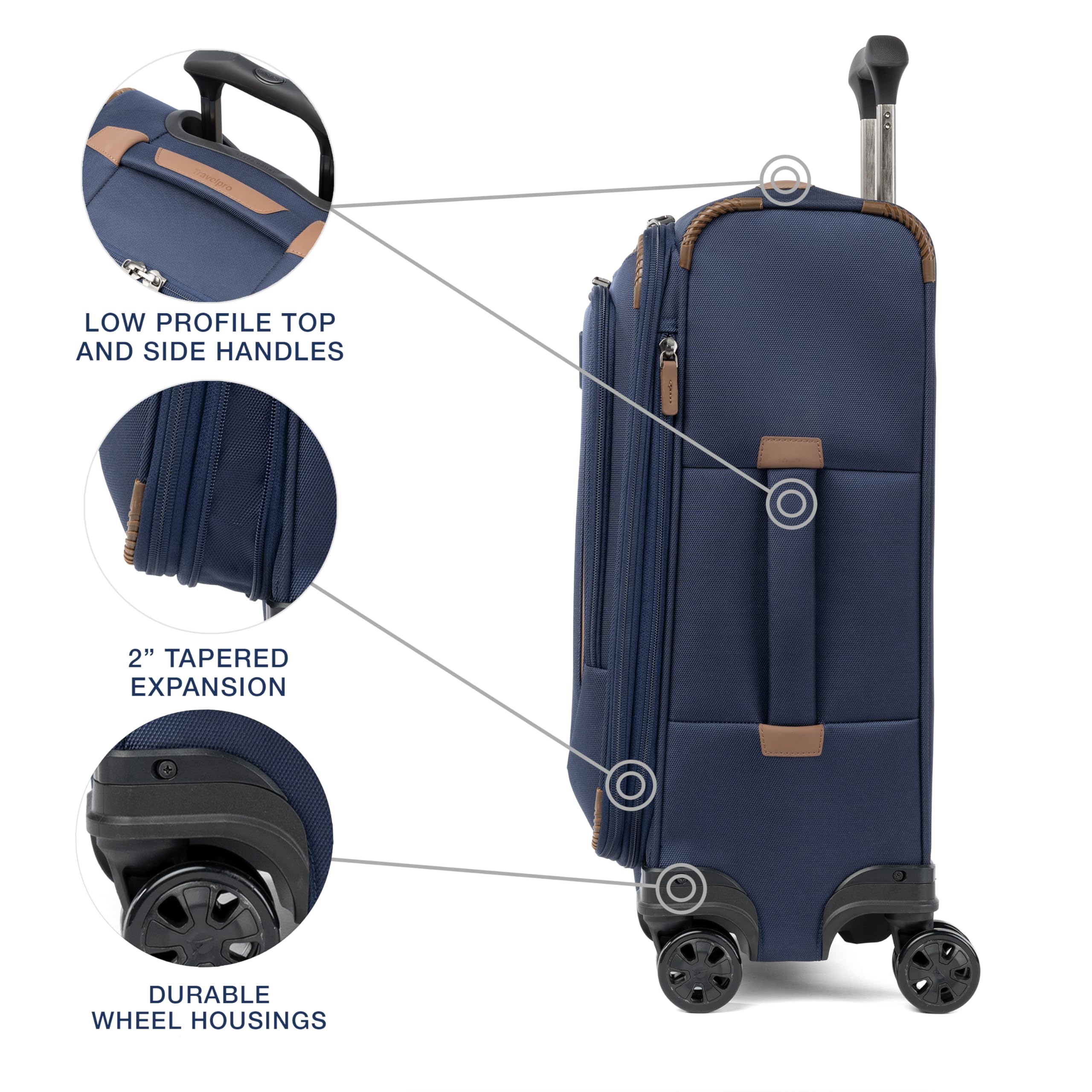Travelpro Crew Classic Lightweight Softside Expandable Carry on Luggage, 8 Wheel Spinner Suitcase, Men and Women, Carry On 21-Inch, Patriot Blue Patriot Blue Carry On U1