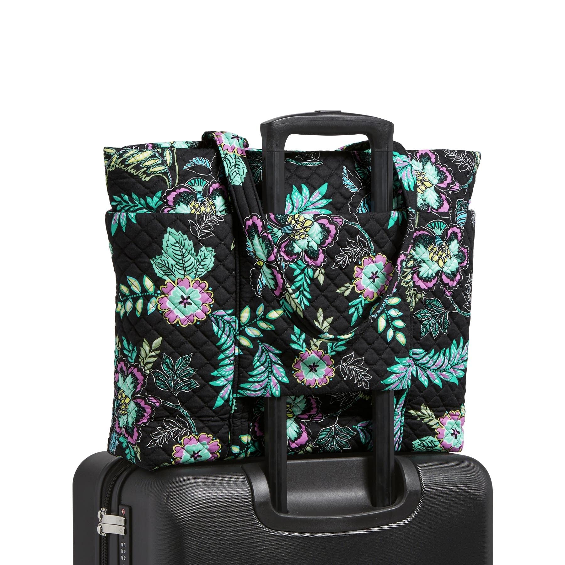 Vera Bradley Women's Cotton Deluxe Vera Tote Bag, Island Garden - Recycled Cotton, One Size U1