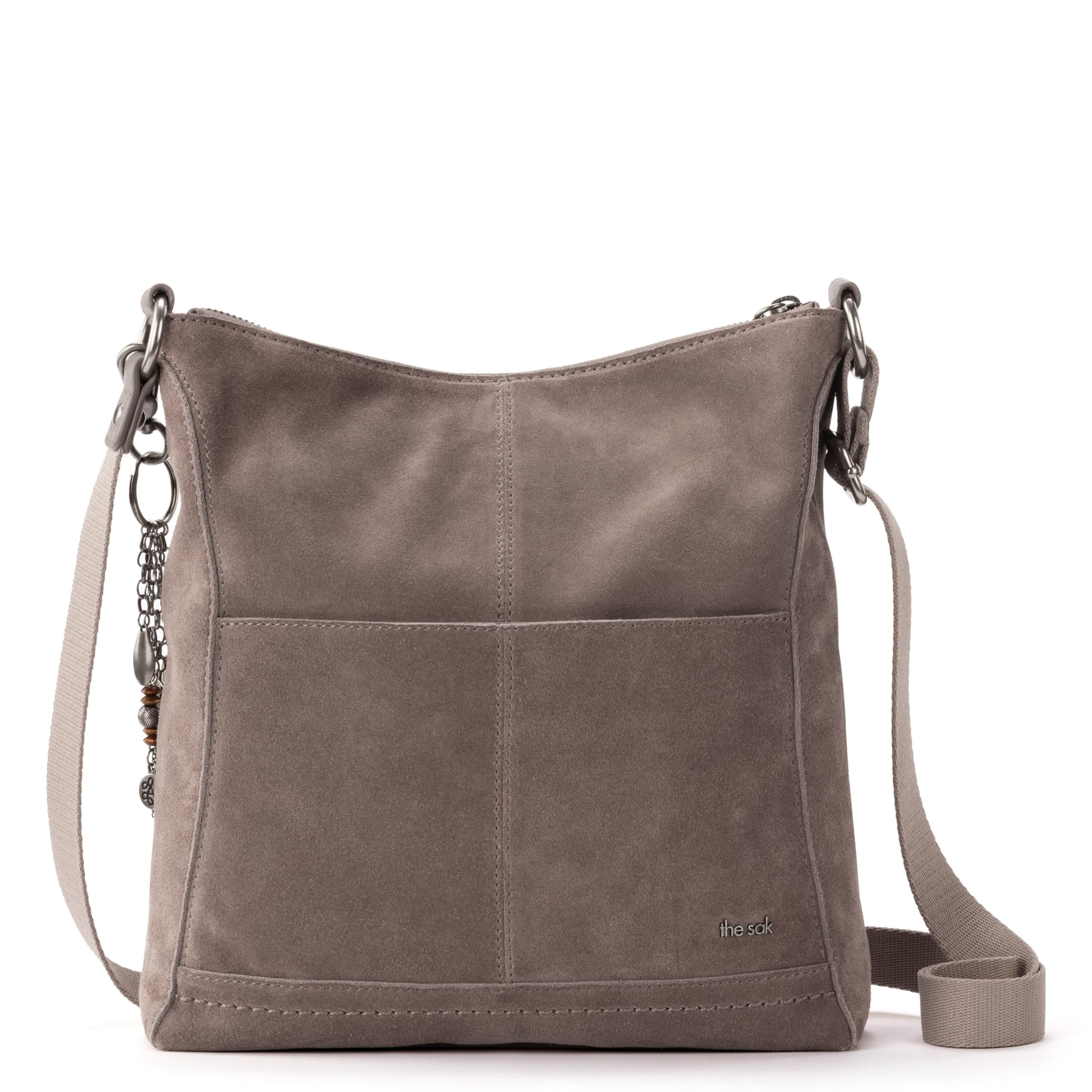 The Sak Lucia Crossbody Bag in Leather, Convertible Purse with Adjustable Strap, Mushroom Suede Mushroom Suede One Size U1