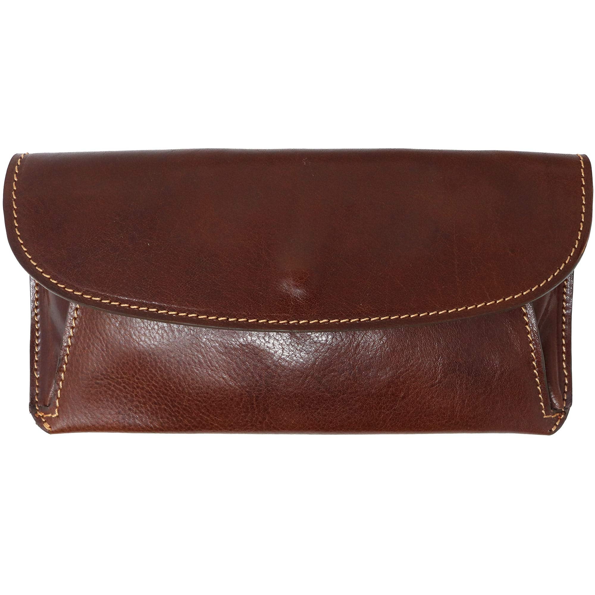 Floto Roma Clutch Women's Leather Snap Wallet Organizer (Vecchio Brown) Vecchio Brown Large U1