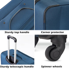 Coolife Luggage 4 Piece Set Suitcase Spinner TSA Lock Softshell lightweight (blue+sliver) U1