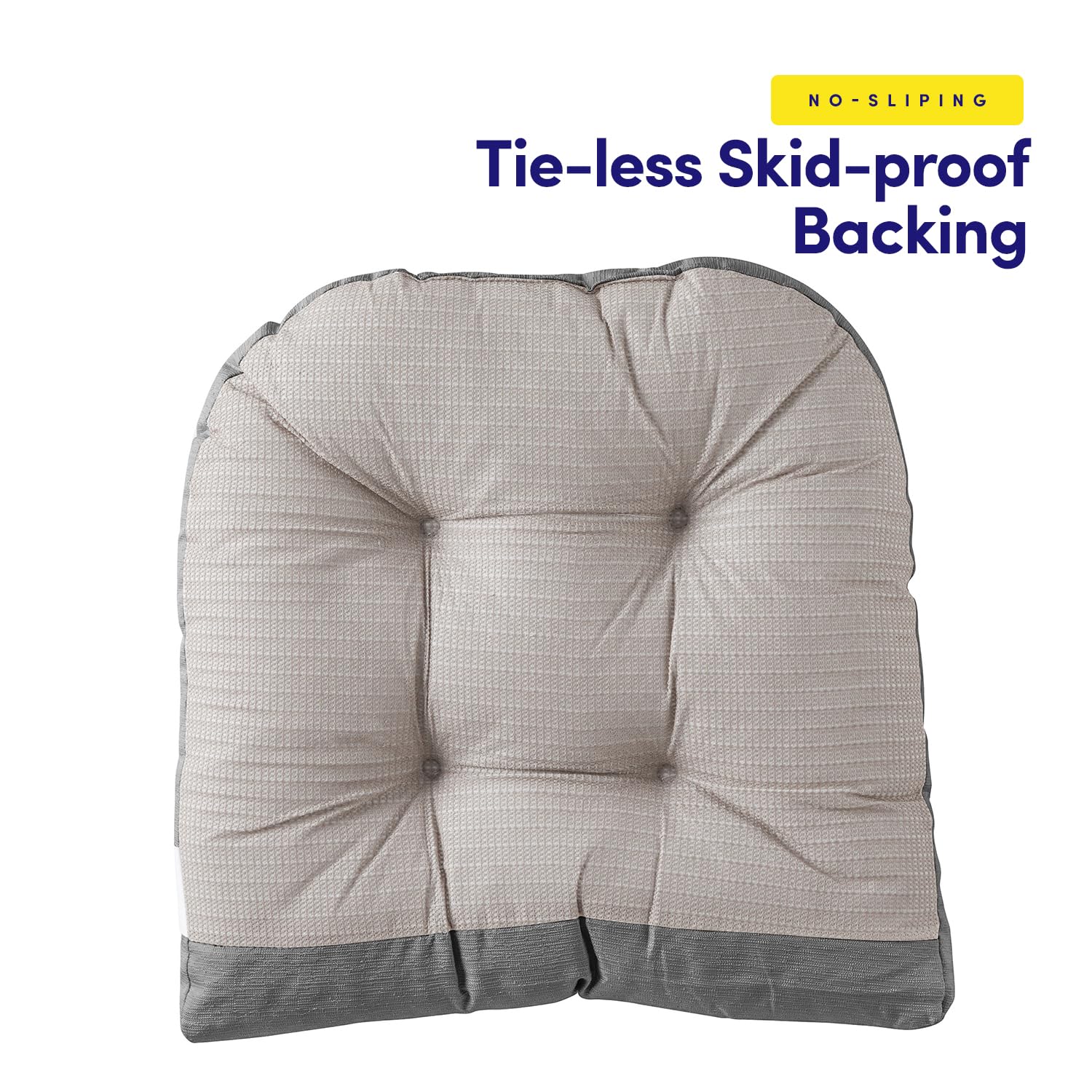 Sweet Home Collection Rocking Chair Cushion Premium Tufted Pads Non Skid Slip Backed Upper and Lower with Ties, 2 Piece Set, Gray Gray 2 Piece Set U2