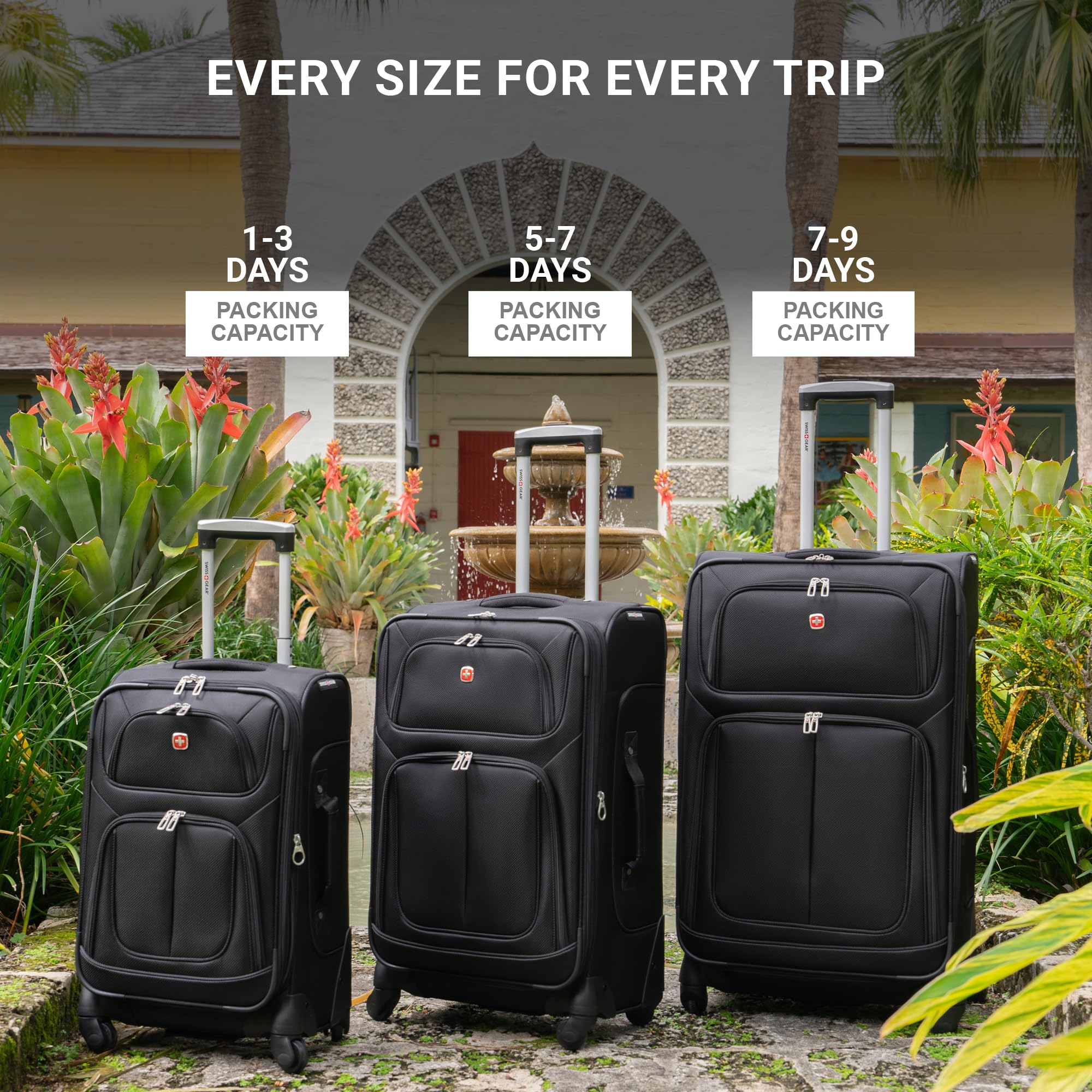 SwissGear Sion Softside Expandable Luggage, Black, Checked-Medium 25-Inch Black Checked-Medium 25-Inch U1