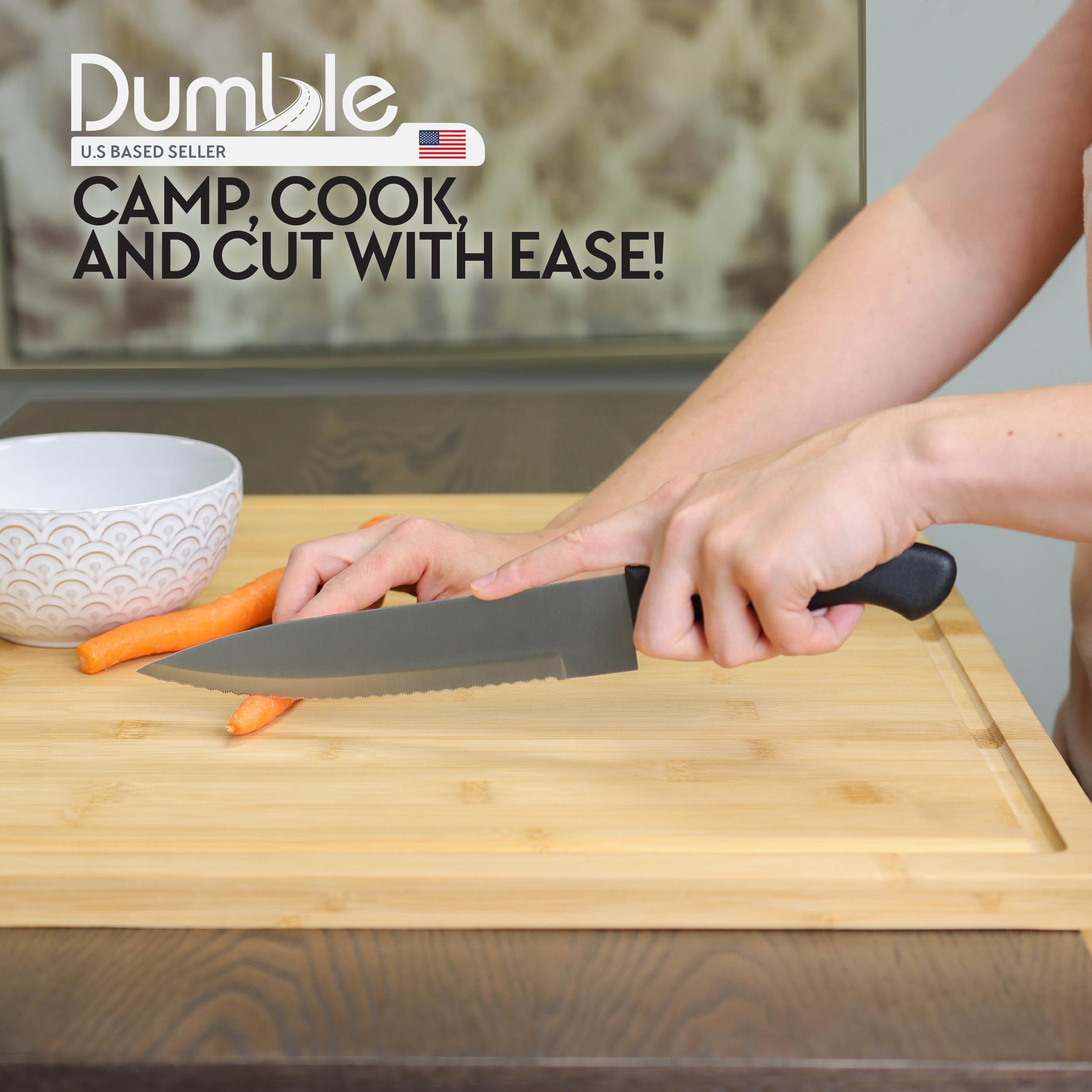 Dumble RV Stove Cover Board - 30x21 Inch Bamboo Cutting Board Stove Cover for Camper Trailer Gas or Electric Range - Noodle Board Butcher Block for Cooktop with Adjustable Height Feet U1