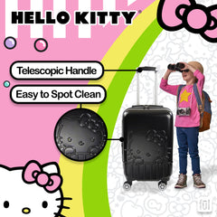 FUL Hello Kitty 21 Inch Carry On Luggage, Molded Hardshell Rolling Suitcase with Spinner Wheels, Black U1