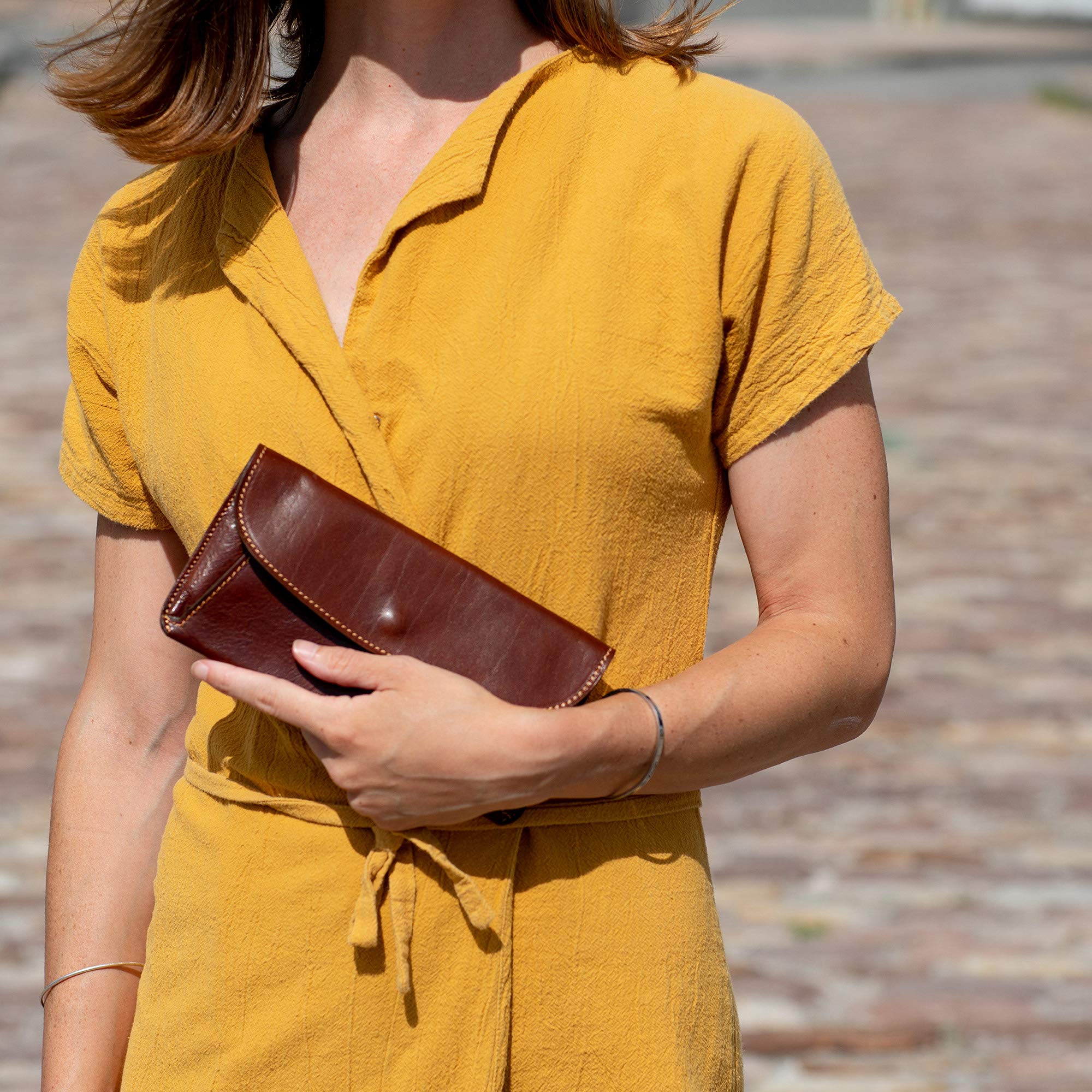 Floto Roma Clutch Women's Leather Snap Wallet Organizer (Vecchio Brown) Vecchio Brown Large U1