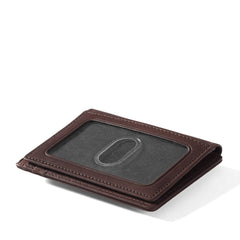 Leatherology Premium Mahogany Men's Money Clip Card Holder Wallet with ID Window - Holds up to 10 bills, features non-magnetic metal money clip and thumb-slide ID window Premium Mahogany One Size U1