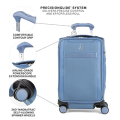 Travelpro VersaPack+ Lightweight Softside Expandable Carry on Luggage, 8 Spinner Suitcase, TSA Lock, Men and Women, Carry On 21-Inch, Elemental Blue Elemental Blue Carry On U1