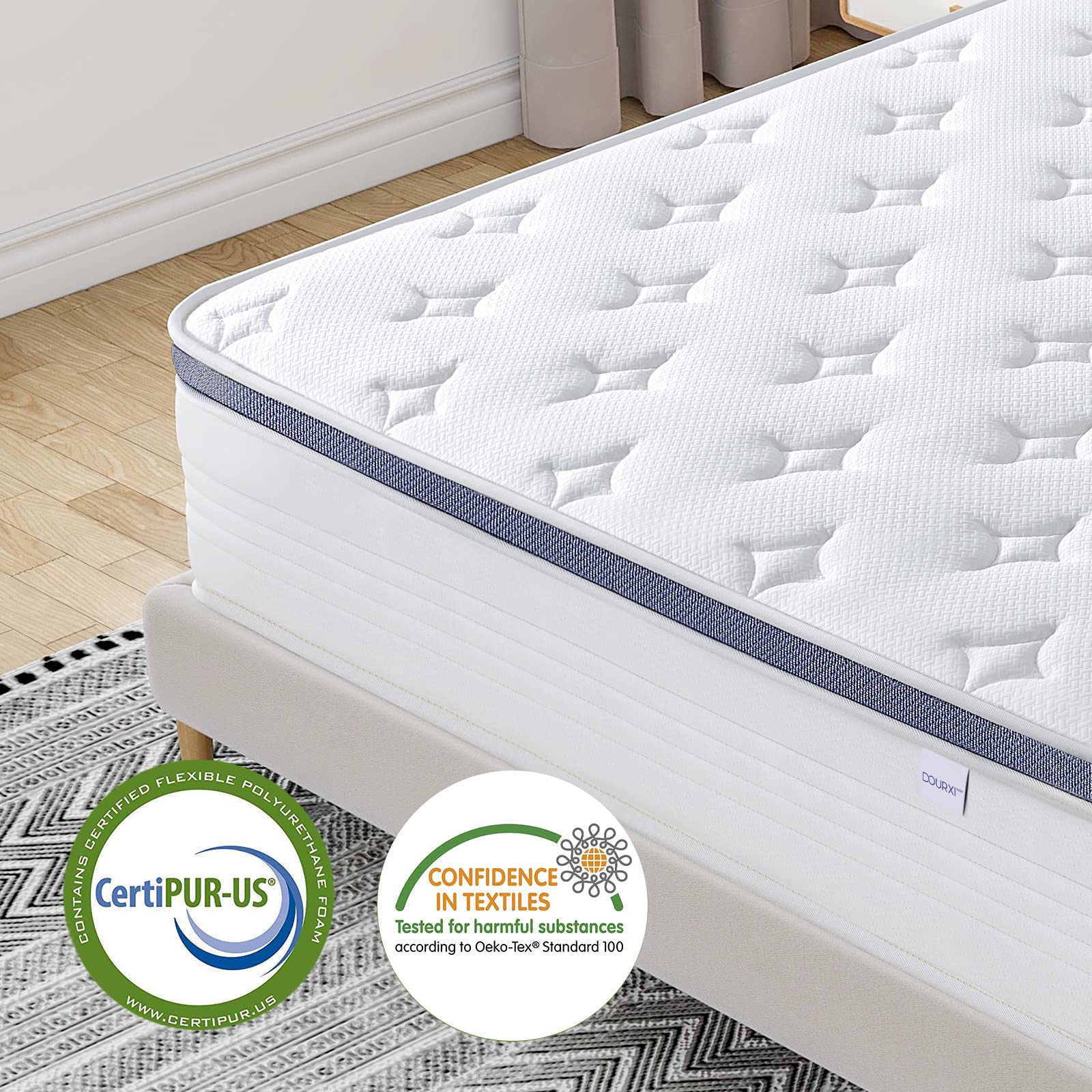 Dourxi Twin Mattress, 12 Inch Hybrid Mattress in a Box with Gel Memory Foam, Individually Pocketed Springs for Support and Pressure Relief - Medium Plush U1