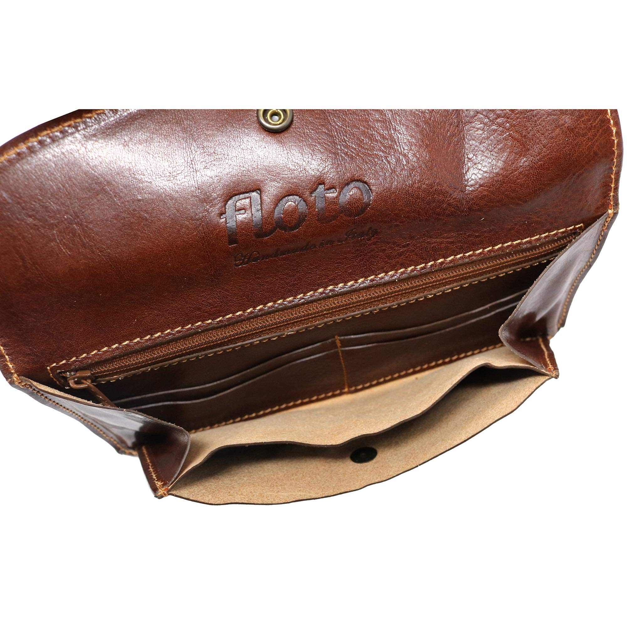 Floto Roma Clutch Women's Leather Snap Wallet Organizer (Vecchio Brown) Vecchio Brown Large U1