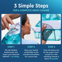 Navage® Starter Bundle – Nasal Irrigation System - Saline Nasal Rinse Kit with 1 Nose Cleaner and 20 SaltPods for Congestion Relief ($109 Value). Sinus Rinse for Clinically Proven Benefits Blue Starter U1