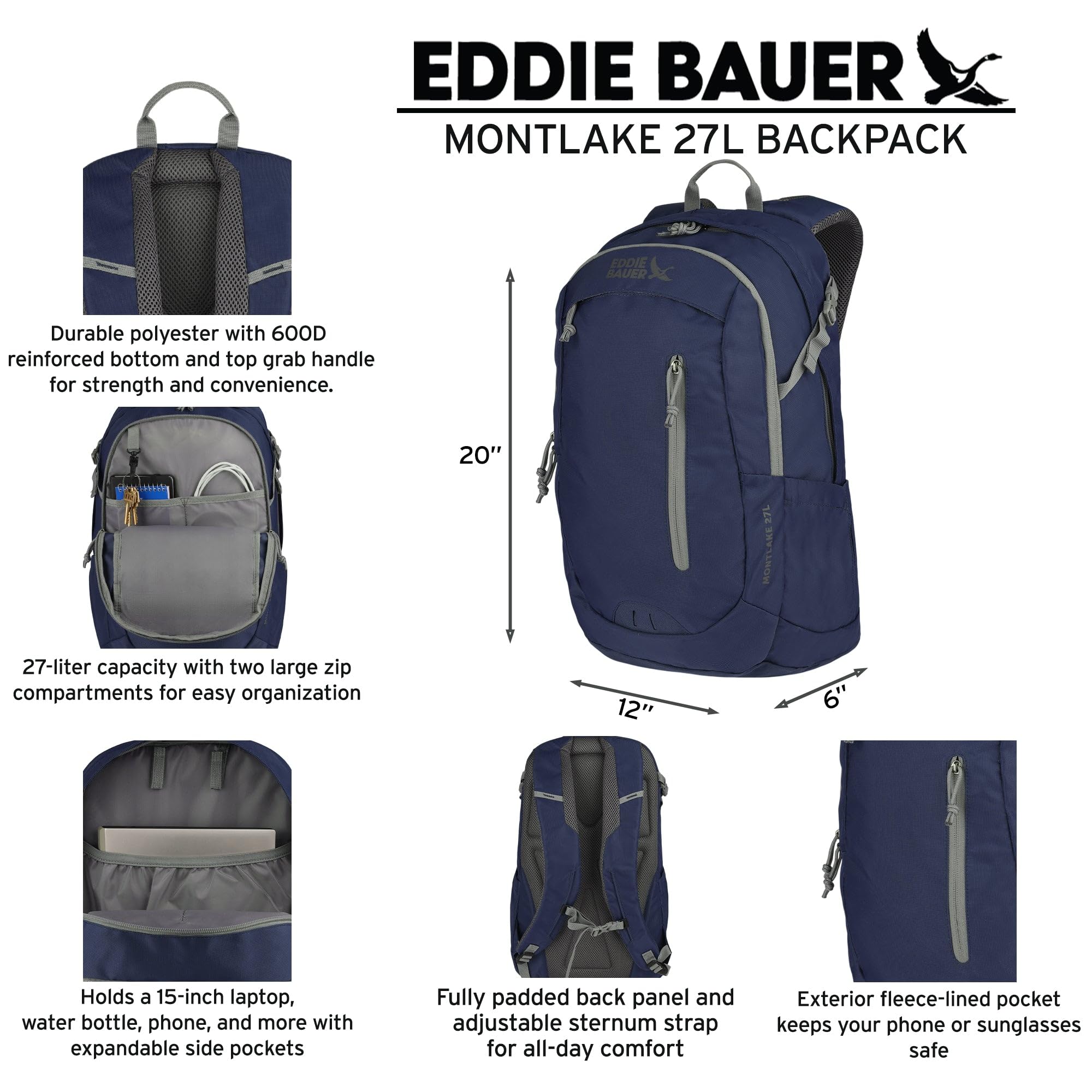 Eddie Bauer Montlake Backpack | Travel | Commuting | Laptop | Everyday Carry | 27L | Aubergine Aubergine 27L U1