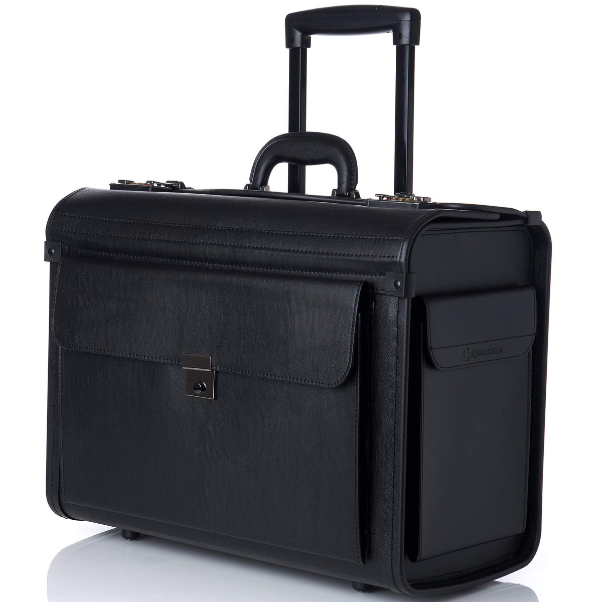 Alpine Swiss Rolling 17" Laptop Briefcase on Wheels Attache Lawyers Case Legal Size Black One Size U1