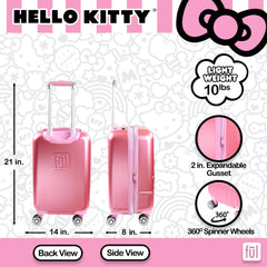 FUL Hello Kitty 21 Inch Carry On Luggage, Molded Hardshell Rolling Suitcase with Spinner Wheels, Pink Pink 21 Inch U1