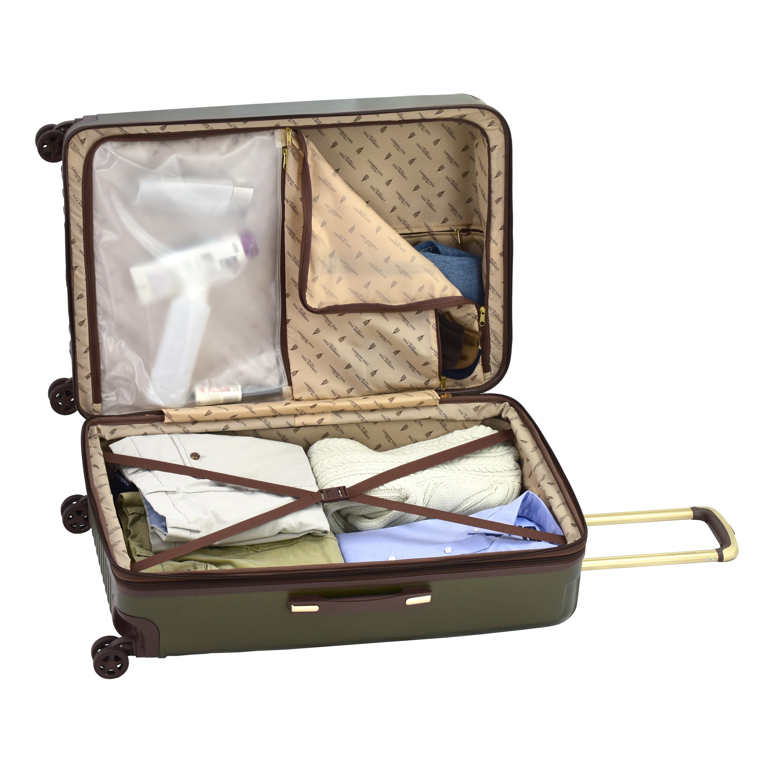 London Fog Brentwood III 20" Expandable Spinner Carry-on, Olive Olive  U1