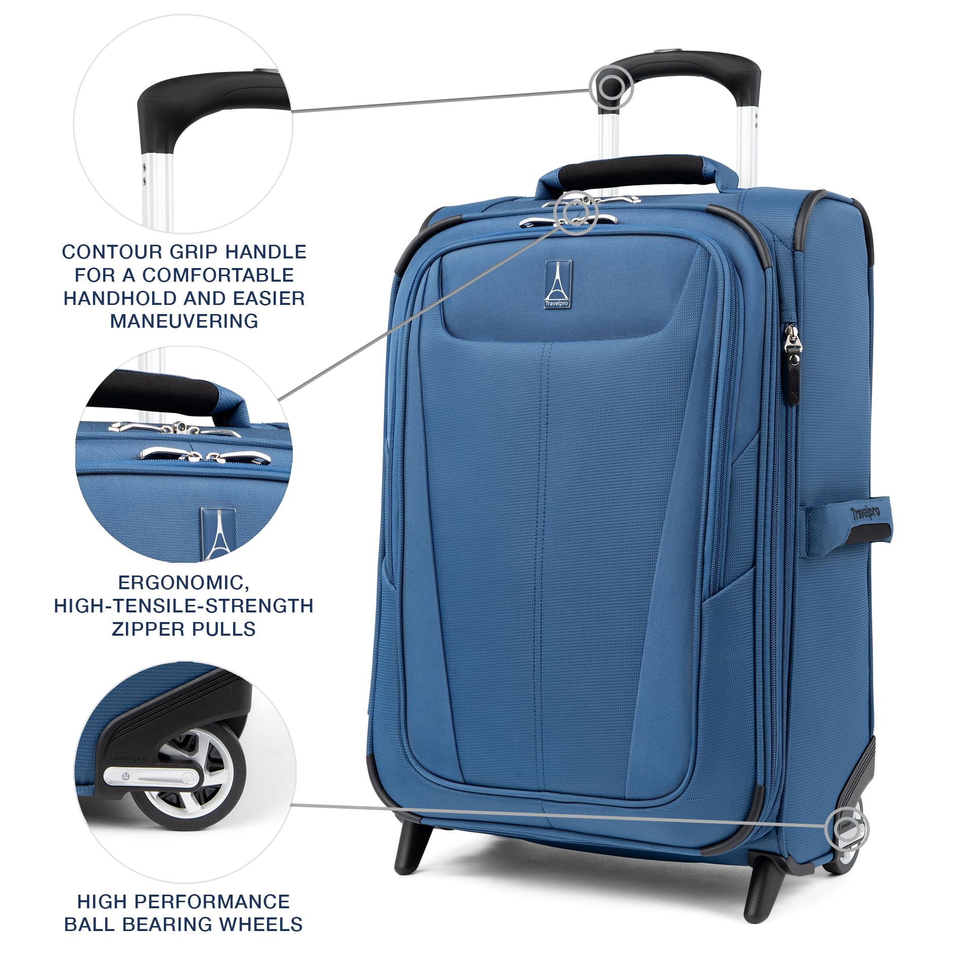 Travelpro Maxlite 5 Softside Expandable Upright 2 Wheel Carry-on Luggage, Lightweight, 21-Inch - Ensign Blue Ensign Blue Carry-on 21-Inch U1