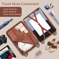 Ruausine 20-Inch Carry on Luggage,Carry-on Suitcase with Spinner Wheels and TSA Lock, 22x14x9 Airline Approved,Hardside Lightweight Travel Carry-on Luggage,Small Rolling Luggage (White, 20 IN) White 20 IN U1