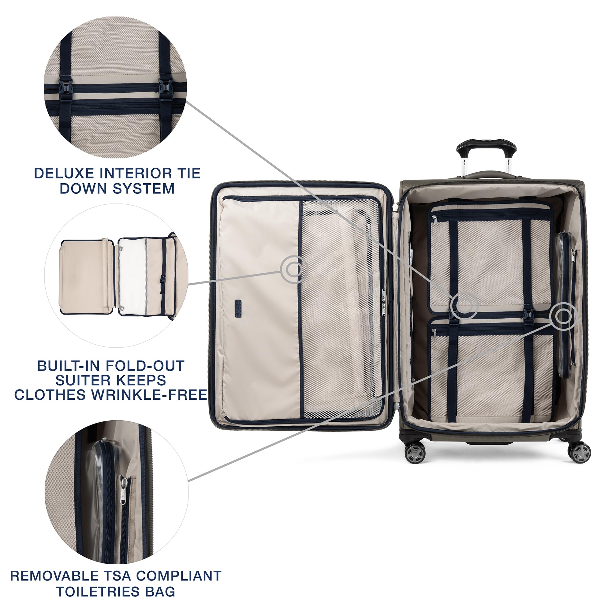 Travelpro Platinum Elite Softside Expandable Checked Luggage, 8 Wheel Spinner Large Suitcase, TSA Lock, Men and Women, Metallic Sand, Checked Large 29-Inch Metallic Sand Checked-Large 29-Inch U1