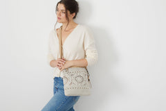 The Sak Lucia Crossbody Bag in Crochet, Convertible Purse with Adjustable Shoulder Strap, Natural Medallion Natural Medallion One Size U1
