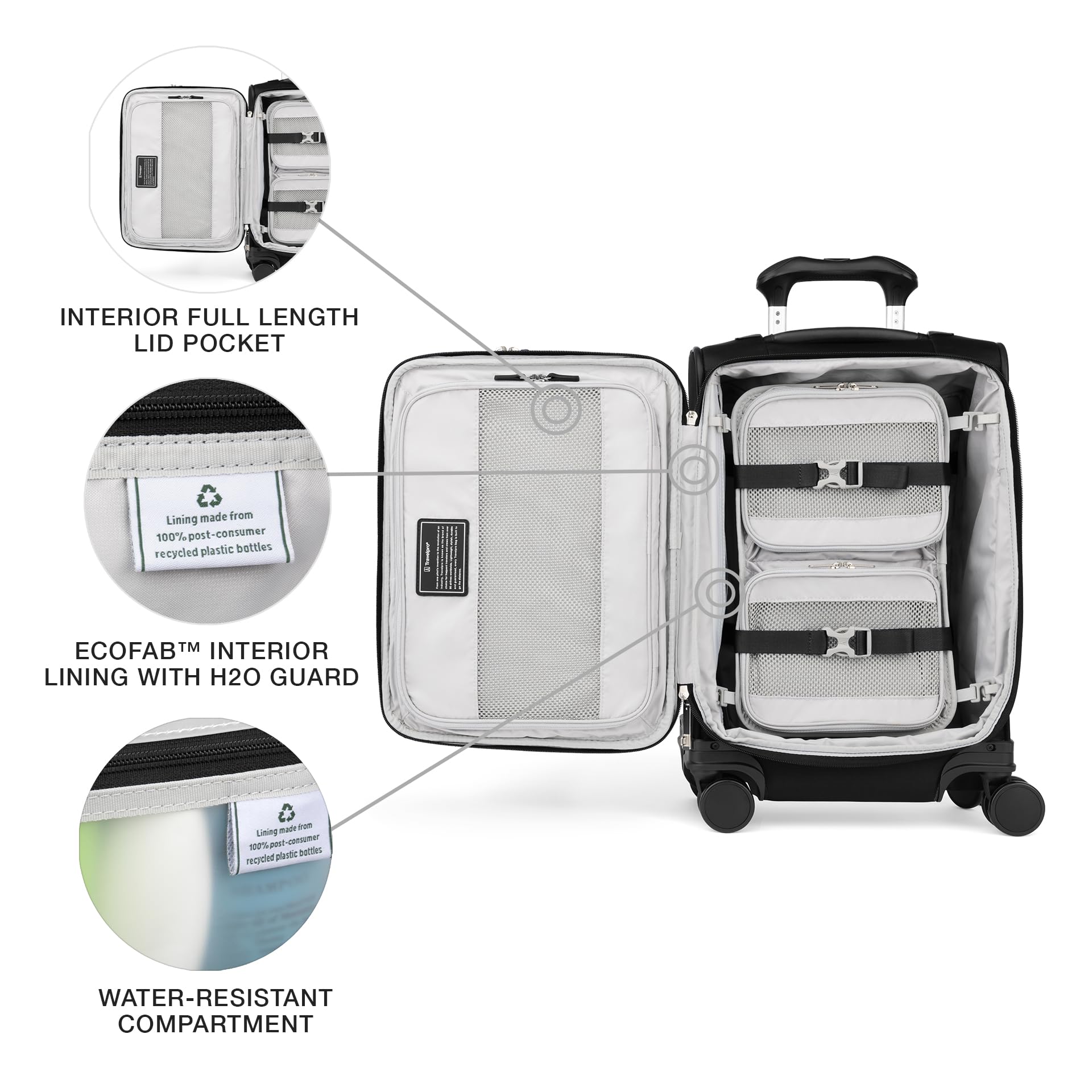 Travelpro VersaPack+ Lightweight Softside Expandable Carry on Luggage, 8 Spinner Suitcase, TSA Lock, Men and Women, Carry On 21-Inch, Black Black Carry On U3