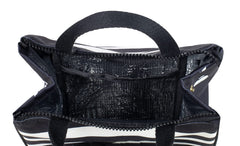 Kate Spade New York Black Portable Soft Cooler Lunch Bag, Thermal Tote with Silver Insulated Interior Lining and Storage Pocket, Sarah Stripe Sarah Stripe M U1
