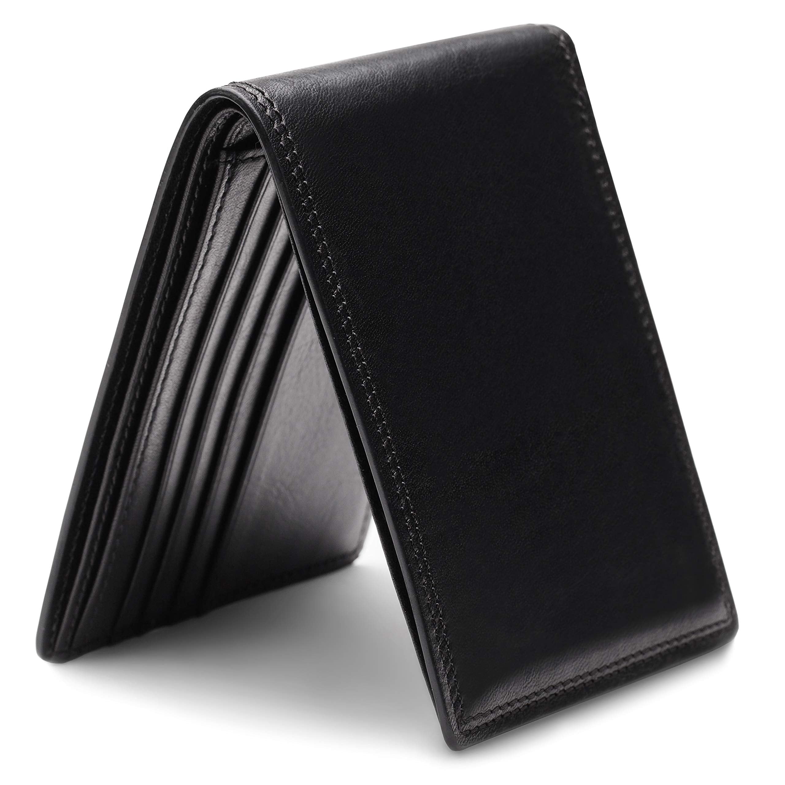 Bosca Men's Leather Wallet – Full Grain Italian Dolce Leather Wallet For Men, 8 Card Slots, Bifold, Gift-Ready Packaging, Black Black One Size Fits All U1