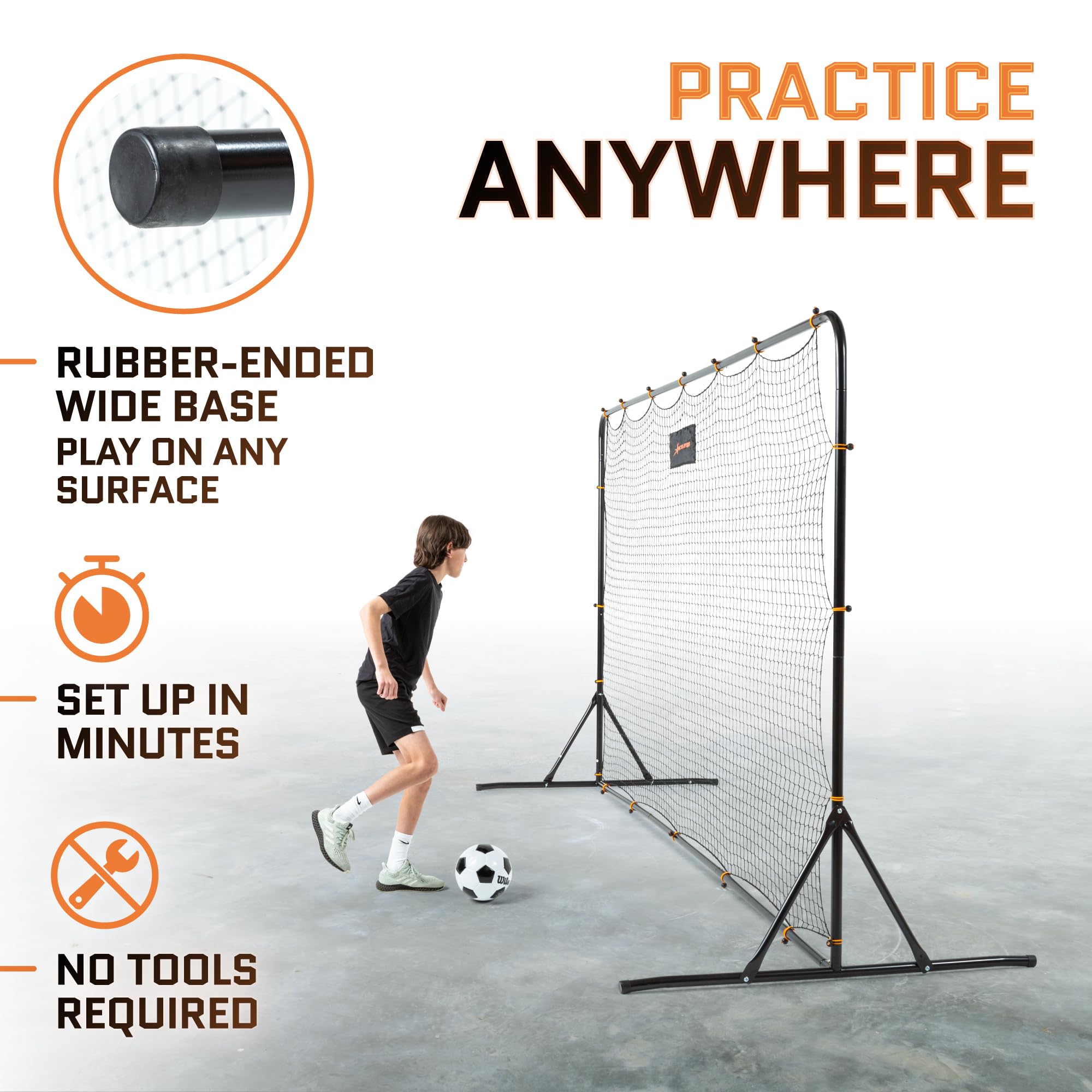 Soccer Rebounder Net Feet Practice Soccer Training Equipment | Portable, Easy Assembly, Steel Frame | Perfect for Practicing Backyard Volley, Solo Training,Kickback, Passing, Pitchback (12x6 Feet) U1