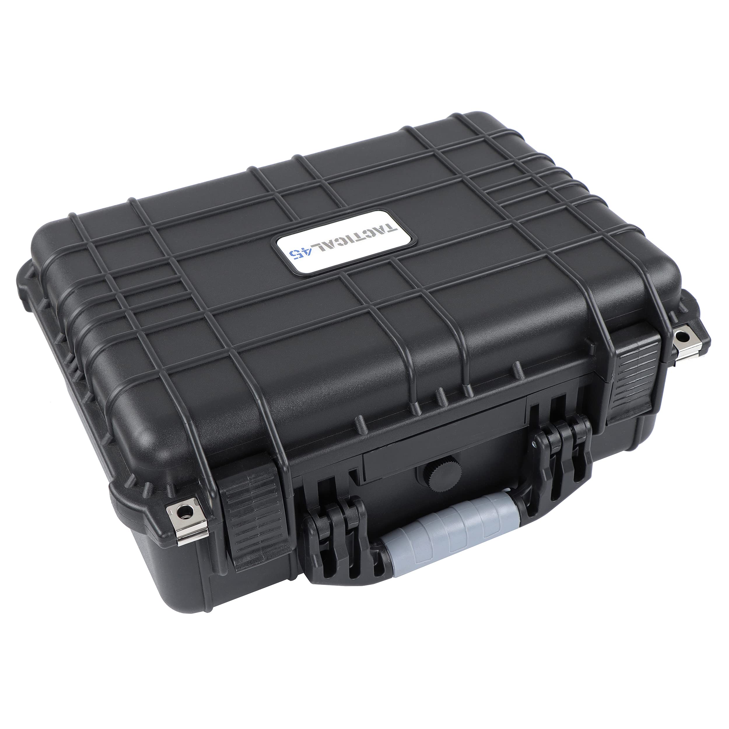Tactical45 Hard Case with Foam - 16 x 13 x 7in Hard Shell Waterproof Storage Case with Pluck Padding Protective Latching Suitcase for Rifles, Cameras, Handguns, Drones, Guitars, and Electronics U1
