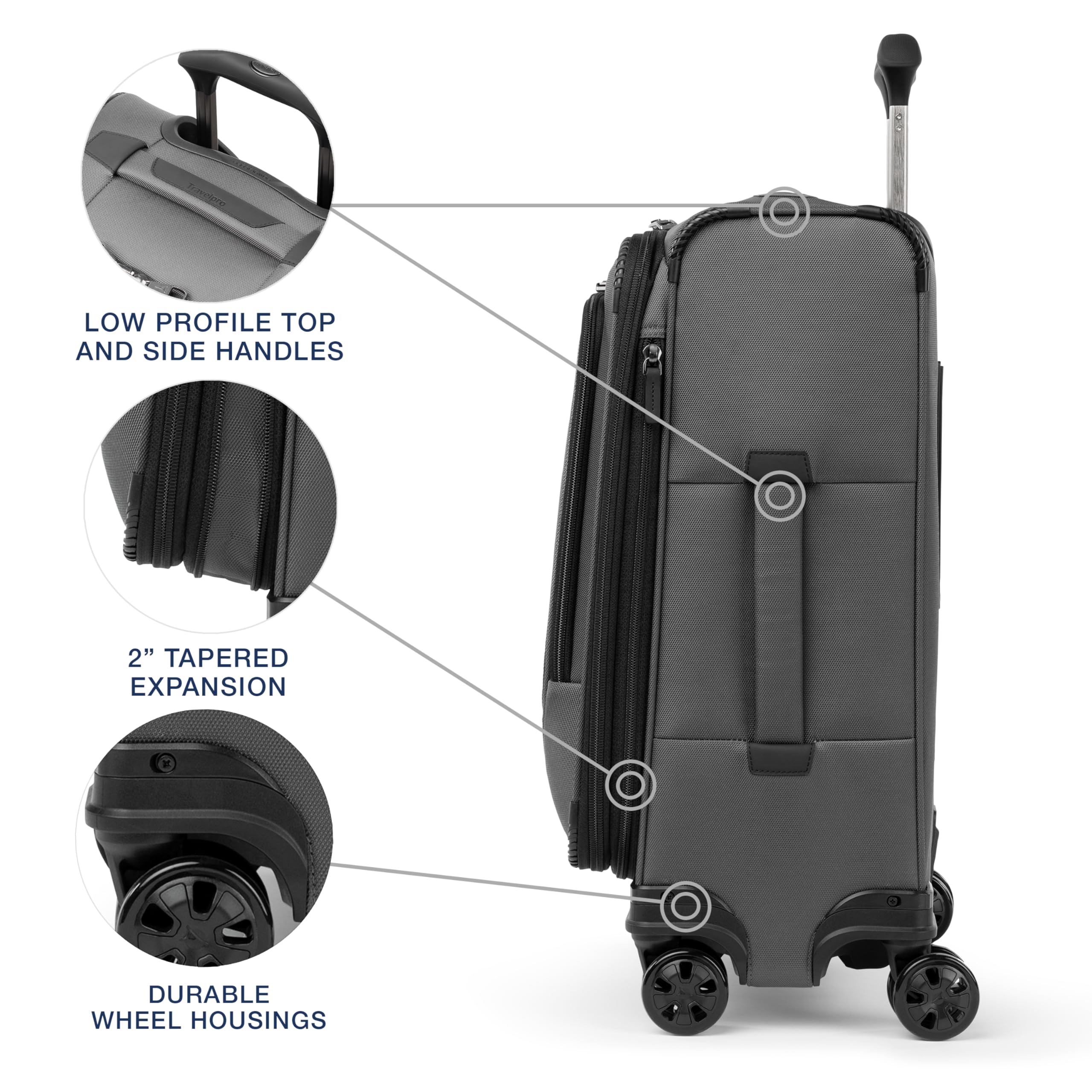 Travelpro Crew Classic Lightweight Softside Expandable Carry on Luggage, 8 Wheel Spinner Suitcase, Men and Women, Carry On 21-Inch, Titanium Grey Titanium Grey Carry On U4
