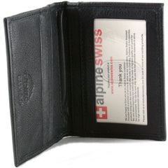 Alpine Swiss Thin Front Pocket Wallet Business Card Case 2 ID Window 6 Card Slot Black Black One Size U1