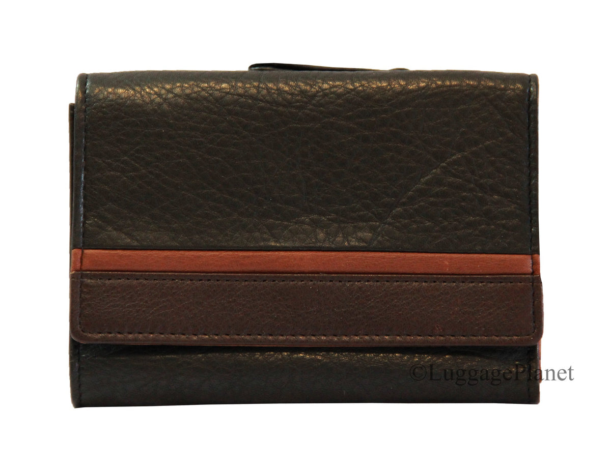 Osgoode Marley RFID Blocking Womens Leather Flap Wallet (Black w/Brandy Interior) Black w/ Brandy Interior  U1
