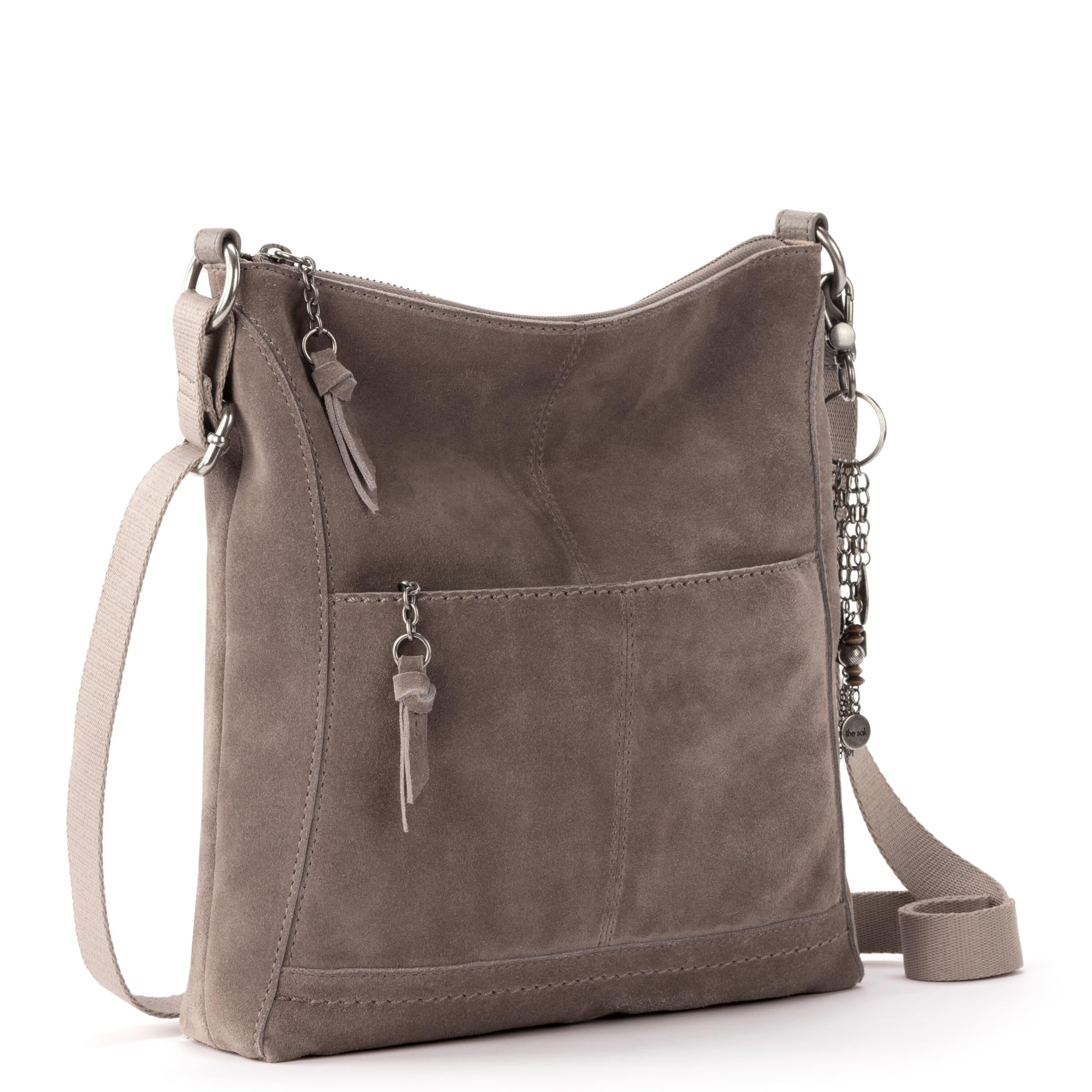 The Sak Lucia Crossbody Bag in Leather, Convertible Purse with Adjustable Strap, Mushroom Suede Mushroom Suede One Size U1