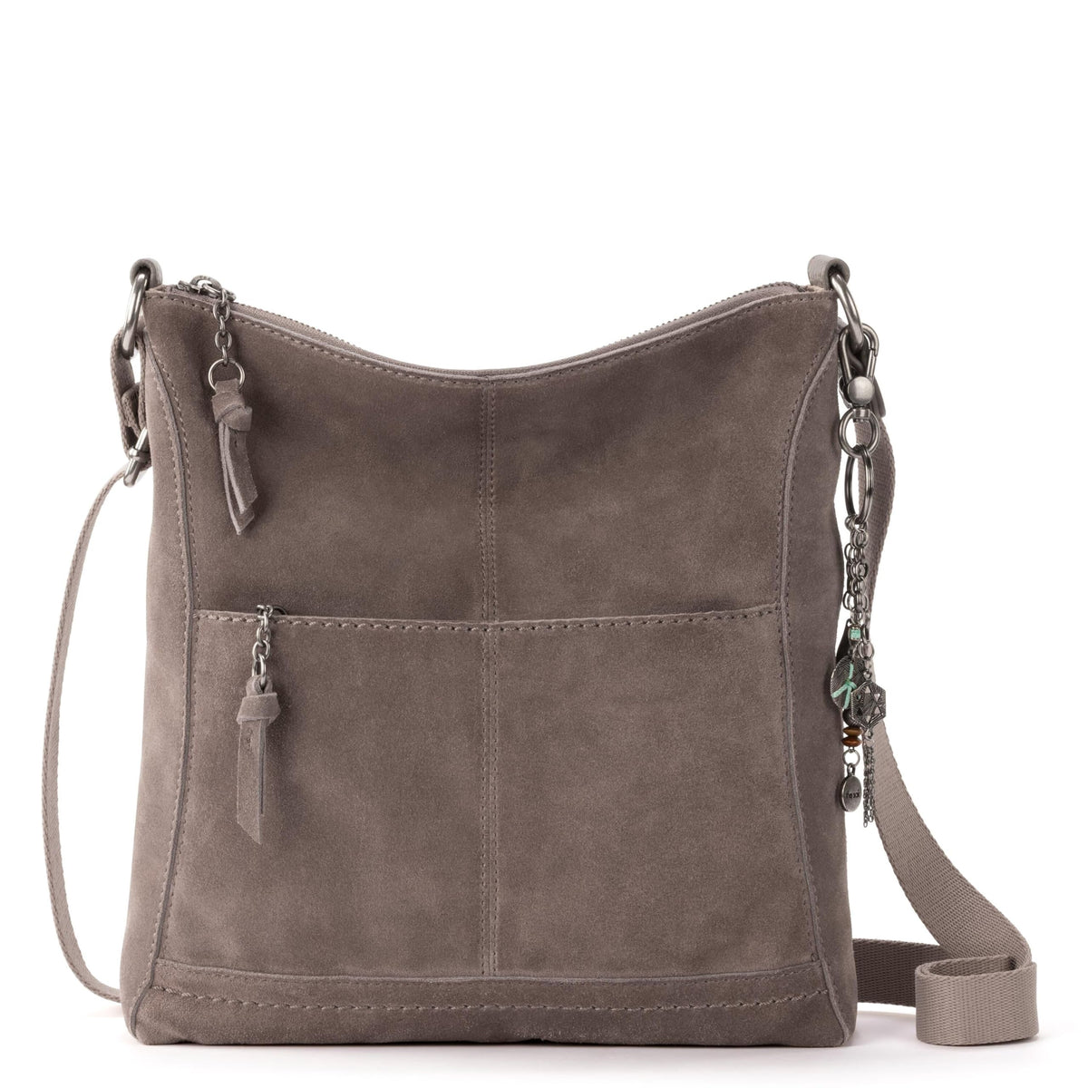 The Sak Lucia Crossbody Bag in Leather, Convertible Purse with Adjustable Strap, Mushroom Suede Mushroom Suede One Size U1