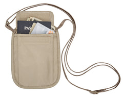 eagle creek RFID Blocker Neck Wallet - Durable and Lightweight Travel Passport and Valuables Organizer with Hook and Loop Closure and Adjustable Neck Strap, Tan Tan One Size U1