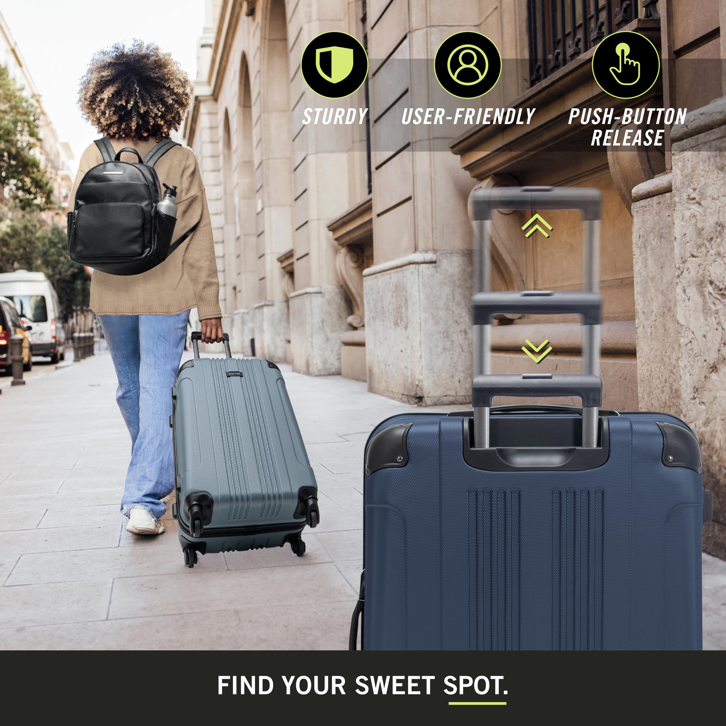 Kenneth Cole REACTION Out of Bounds Lightweight Hardshell 4-Wheel Spinner Luggage, Naval, 28-Inch Checked Naval 28-Inch Checked U1