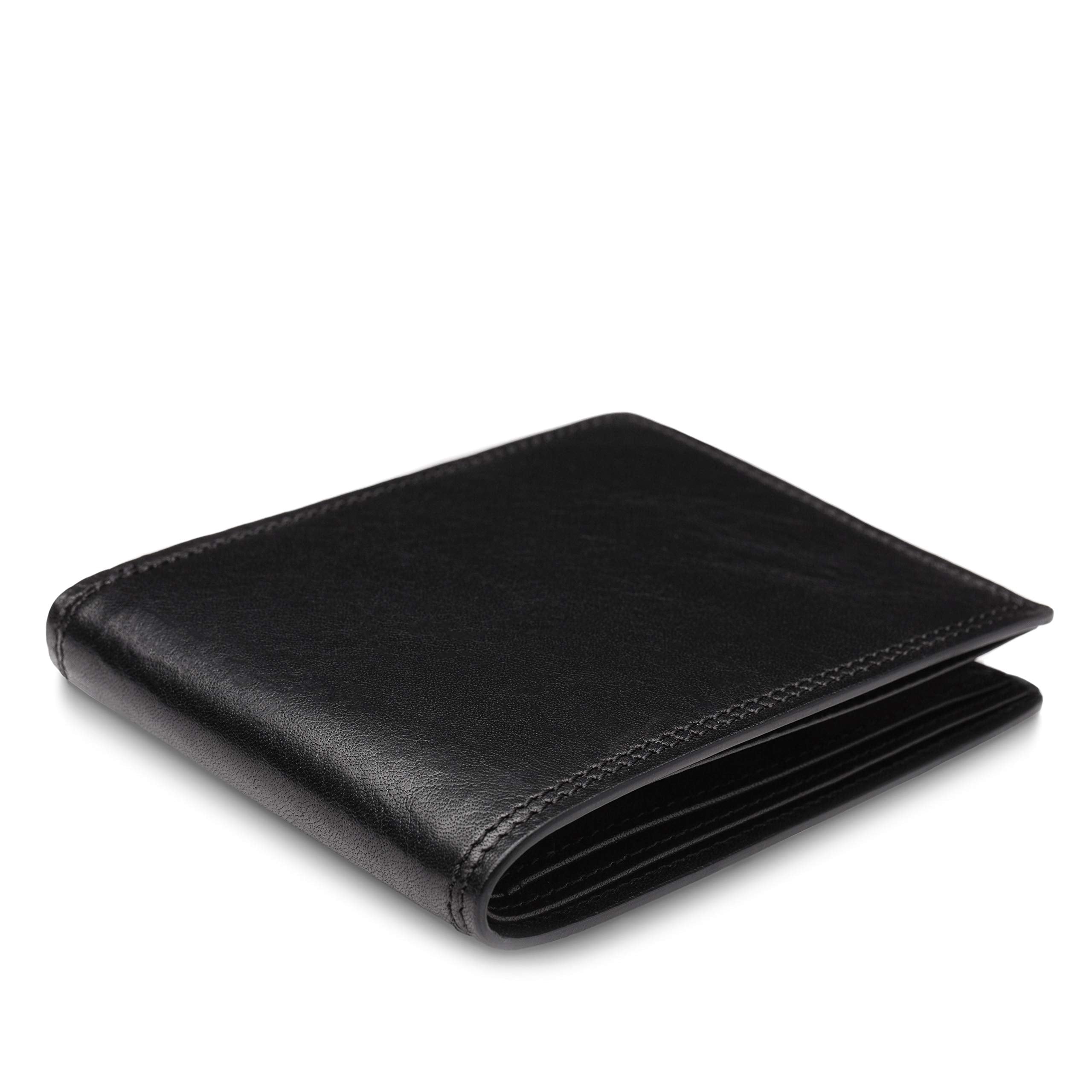 Bosca Men's Leather Wallet – Full Grain Italian Dolce Leather Wallet For Men, 8 Card Slots, Bifold, Gift-Ready Packaging, Black Black One Size Fits All U1