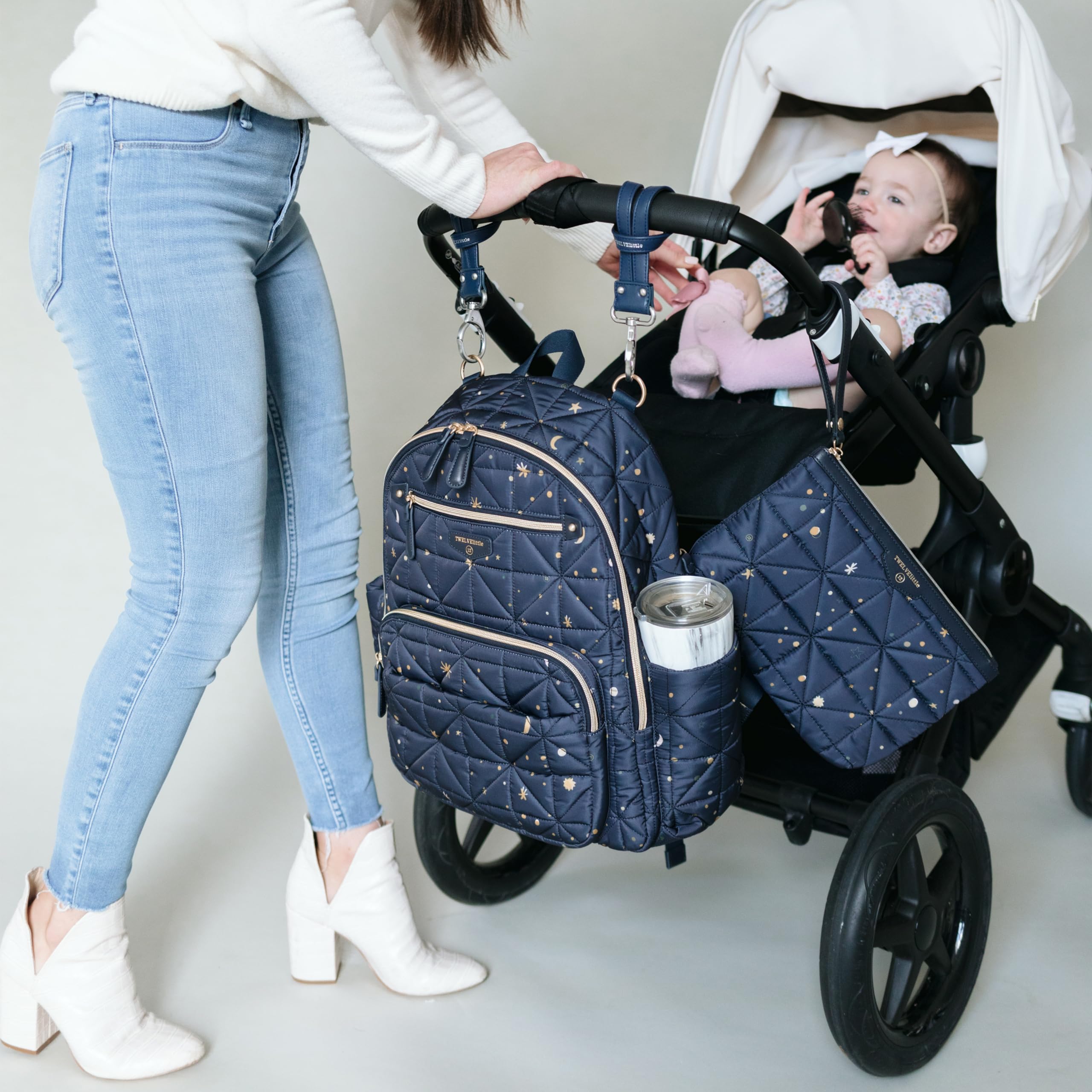 TWELVElittle Companion Diaperbag Backpack 3.0 *NEW* - Includes Changing Pad & Stroller Clips. Insulated Pockets, Machine Washable, Midnight Midnight One Size U1