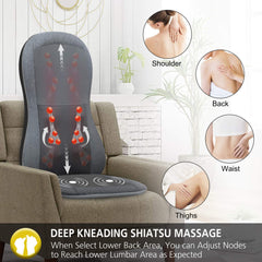 COMFIER Full Back Massager with Heat -2D/3D Shiatsu Massage Seat Cushion with 10 Massage Nodes, Massage Chair Pad, Rolling Kneading Massage Pads for Back U1