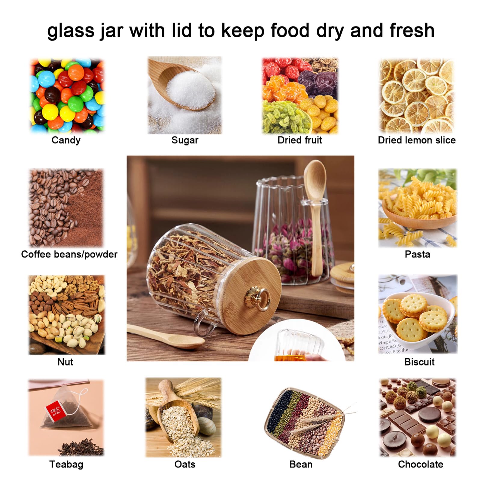 CNWSGEM Sugar Bowls Sugar Container 25.36 FL OZ Glass Coffee Canister Airtight Food Storage Jar with Lid and Spoon Candy Jar Coffee Bar Accessories Storage Beans Powder (Conical) Conical 17/25/27 OZ U1