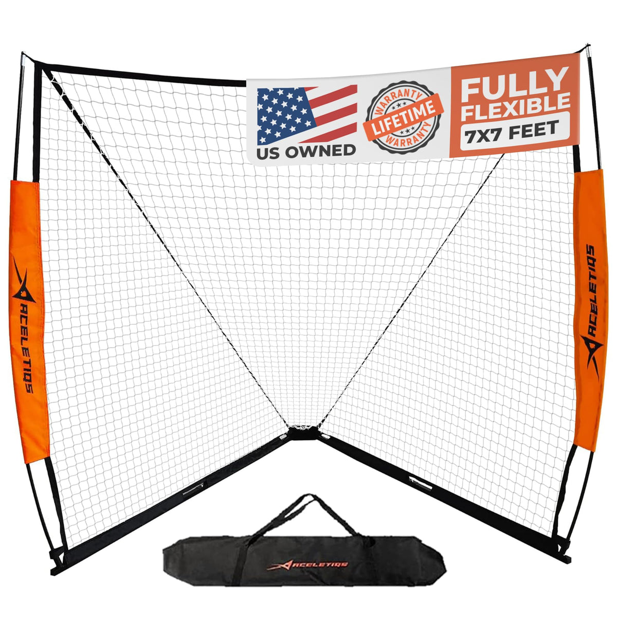 Lacrosse Goal 6x6 Feet | Lacrosse Net for Back Yard Fully Flexible and Portable | Pair with Your Lacrosse Rebounder or Lacrosse Backstop | Used by Man Lacrosse Goalie [Cary Bag Included] Black 6 ft x 6 ft U1