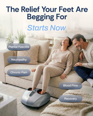 MIKO Foot Massager Machine with Deep-Kneading, Compression, Shiatsu, and Heat for Plantar Fasciitis, Neuropathy - Fits up to Men Size 12 Grey With Button Grey U1