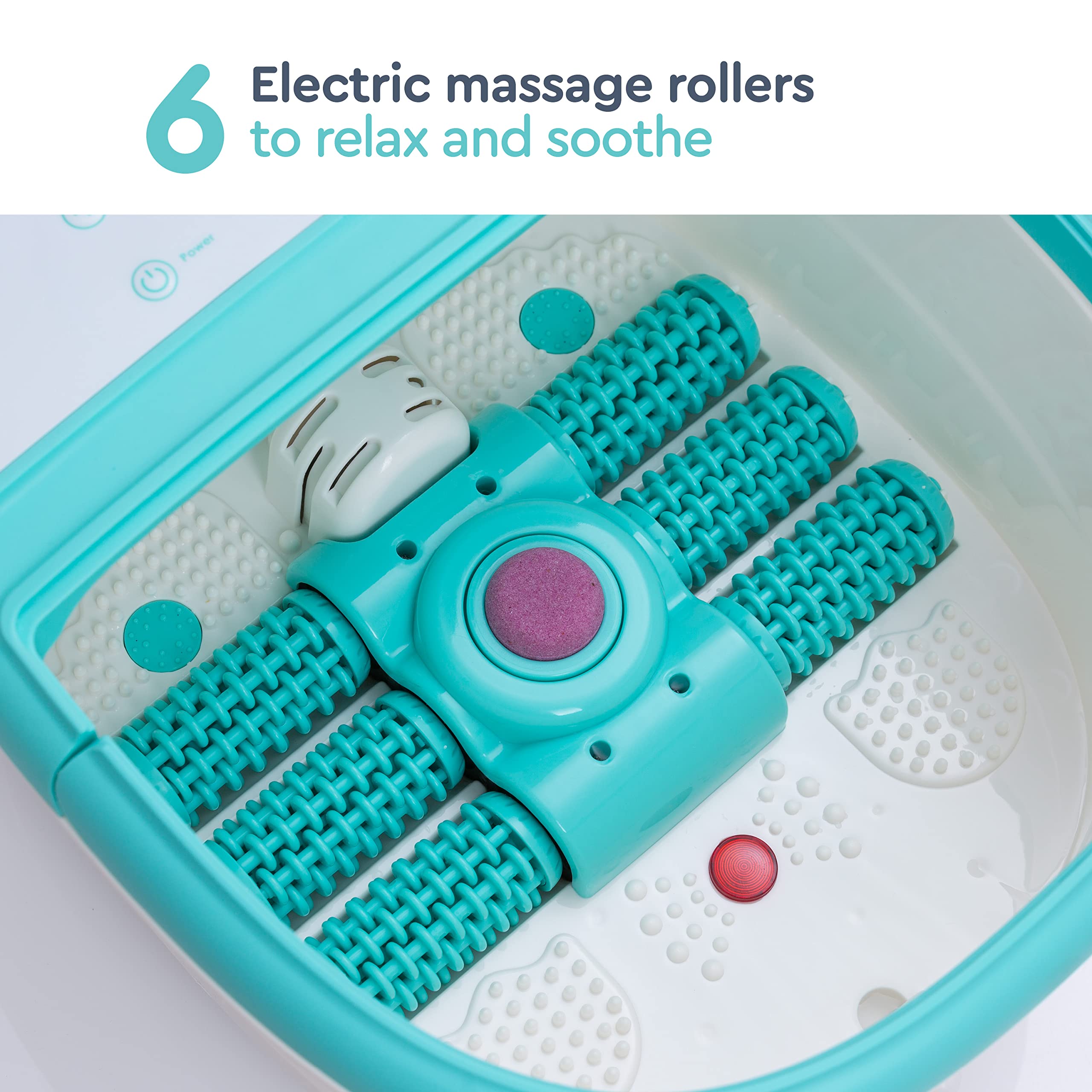 Belmint Foot Spa Foot Bath Massager – Feet Soaking Tub with Heat - Foot Bath with 6 Shiatsu Massage Rollers, Callus Remover, Adjustable Time & Temperature – Stress Relief and Sooths Tired Feet Light Blue 1 Count (Pack of 1) U1