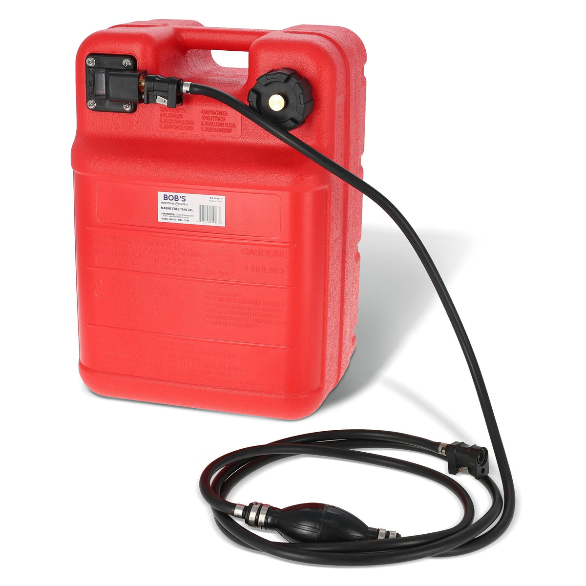 BISupply Boat Gas Tank Kit 6 Gallon - Portable Plastic Outboard Marine Boat Fuel Tank with Fill Hose U1