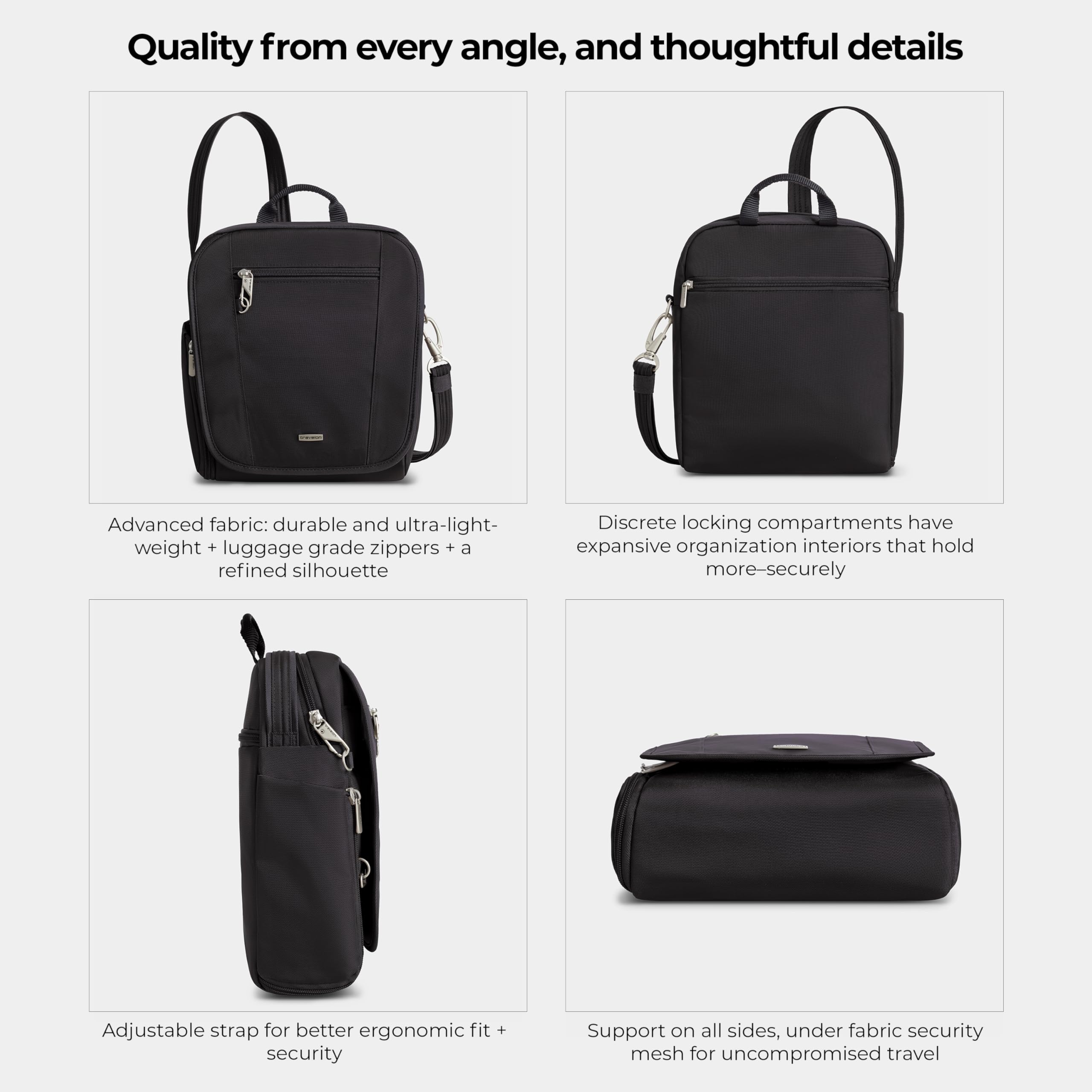Travelon Anti-Theft Classic Medium Tour Bag Midnight One Size U1