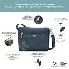 Travelon Anti-Theft Classic Small East/West Crossbody Midnight One Size U1