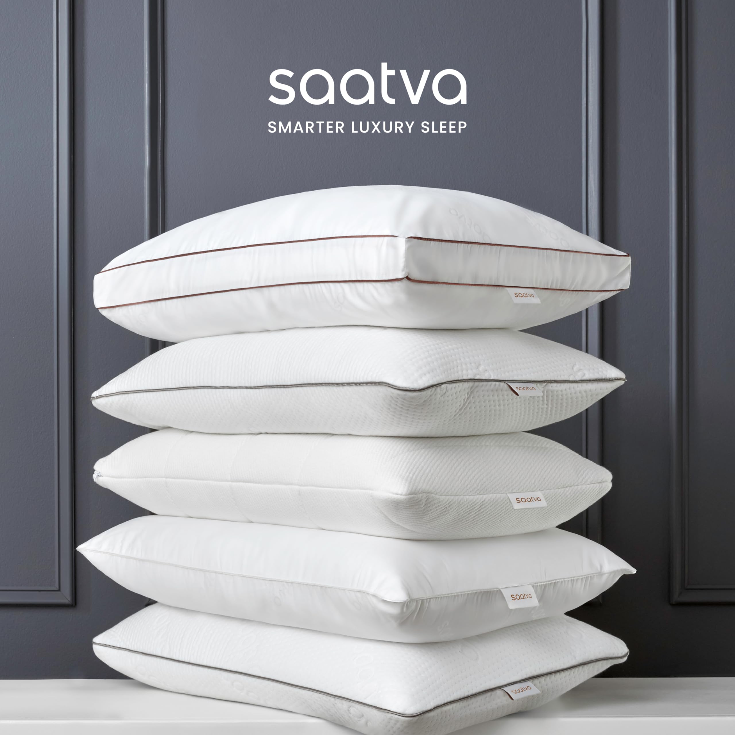 Saatva Latex Pillow - Standard Loft (4” - 5”) - Hypoallergenic Pillow with Shredded Latex Core - Breathable - Machine Washable Organic Cotton Cover - Queen (28"x18") 1 Pack White Standard/Queen (Pack of 1) U3