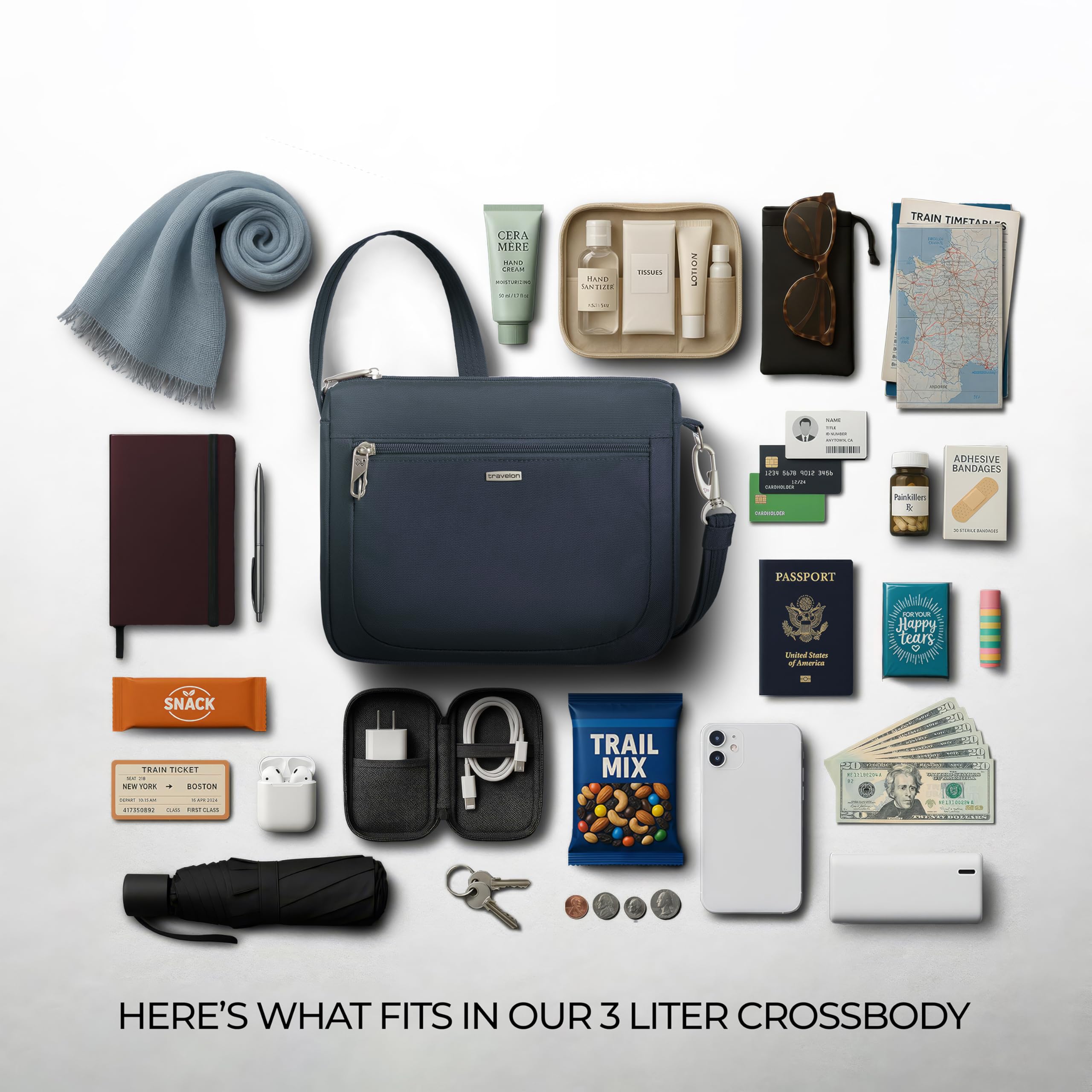 Travelon Anti-Theft Classic Small East/West Crossbody Midnight One Size U1