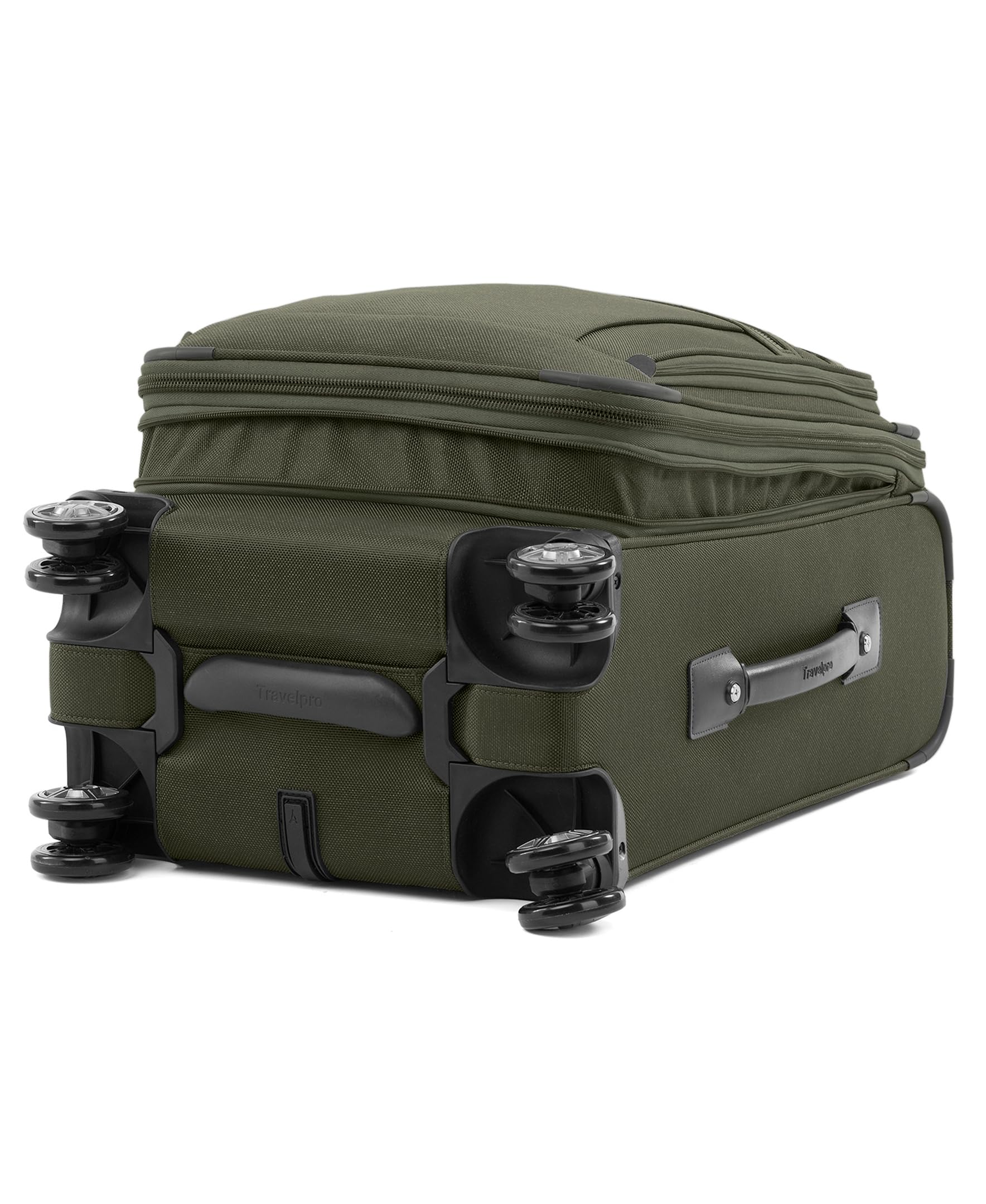 Travelpro Platinum Elite Softside Expandable Carry on Luggage, 8 Wheel Spinner Suitcase, USB Port, Suiter, Men and Women, Pilot Green, Carry On 21-Inch Pilot Green Carry-On 21-Inch U3